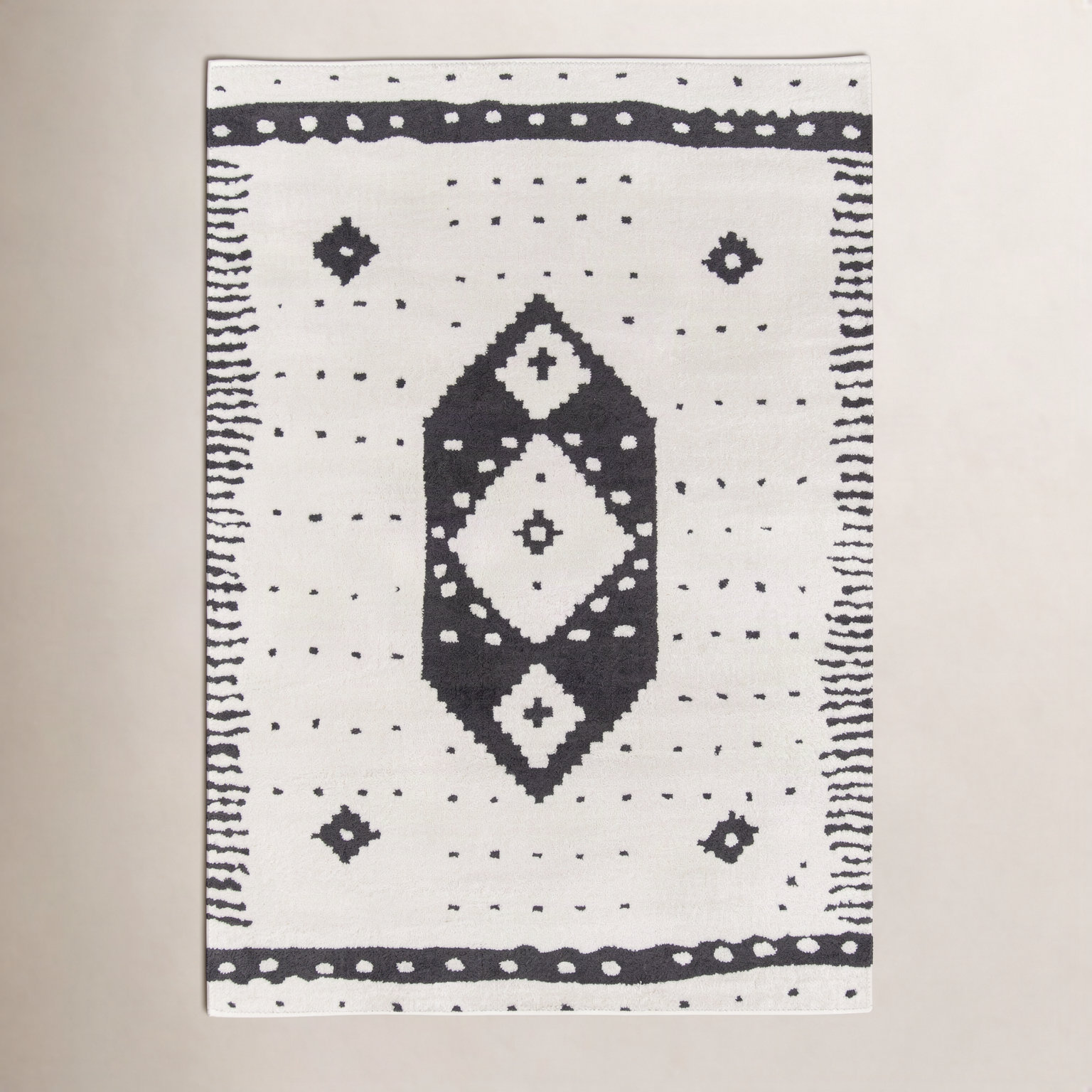 Metro Ivory Black Geometric Rug, Rectangle 5' x 7'6"