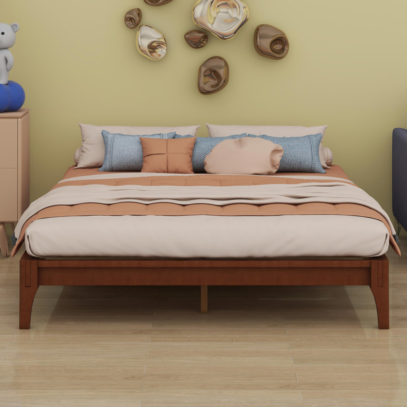 Solid Dry Bamboo Wood Platform Bed Frame, Brown