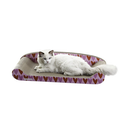 Emzley 27.5" Coastal Patterned Cardboard Lounge Bed Cat Scratcher with Catnip
