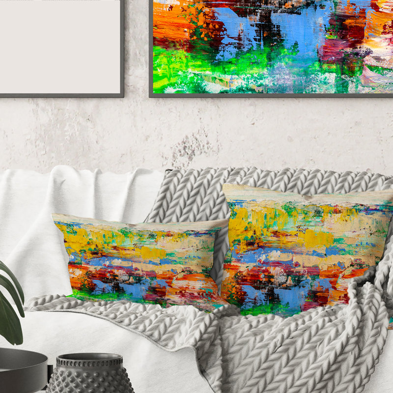 Abstract Art Multicoloured Bright Texture I Abstract Lumbar Pillow