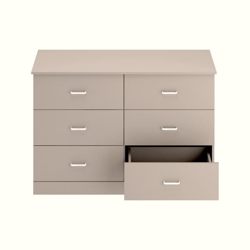 Commode double à 6 tiroirs Allyannah, Taupe chaleureux