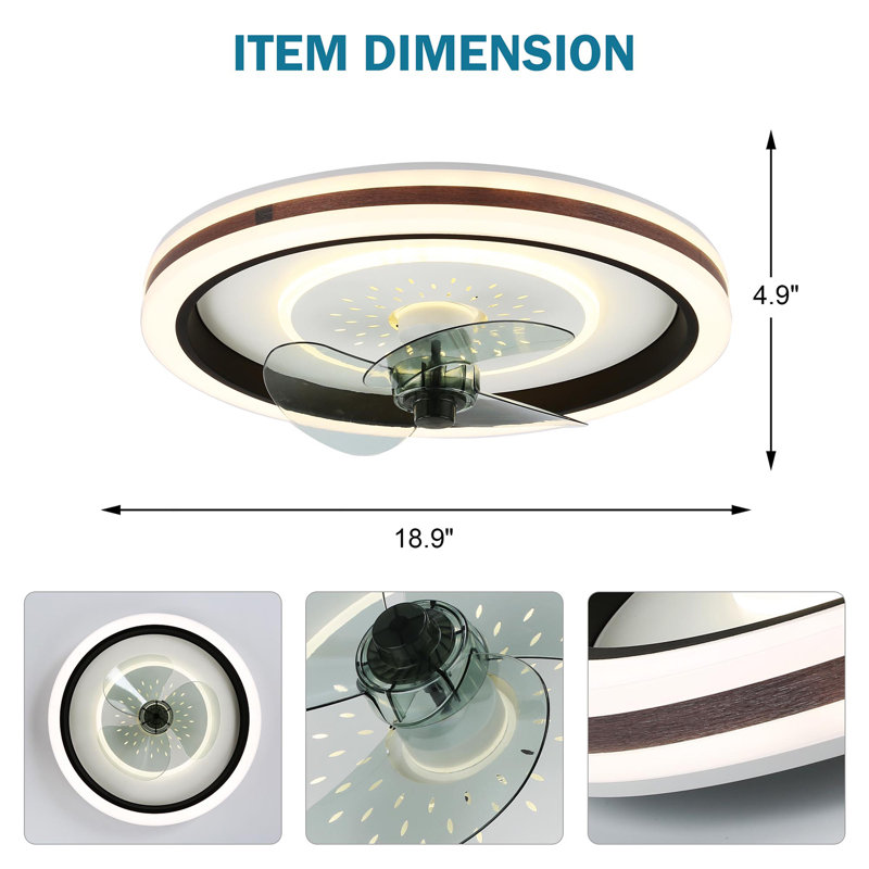 Ventilateur de plafond à profil bas avec lumières à intensité variable et éclairage à intensité variable Devra