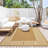 Large Outdoor Rugs for Patio 10x14 Portable Outdoor Carpet, Reversible Plastic Straw Rug Camping Mat Waterproof Outside Rug for RV, Porch, Deck, Balcony, Beach, Picnic, Backyard,Border-Beige-116518209-116518218