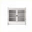 Armoires | Armoire de rangement murale à 3 niveaux Vintage, portes doubles en verre et bois massif, blanc cassé délavé, 24,8 po avec porte-serviettes | Traditionnel | Salle de bain