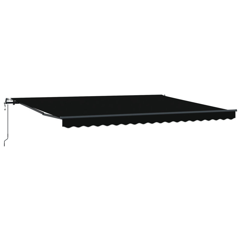 Ebern Designs Retractable Patio Awning, 450 cm W x 350 cm D, Black