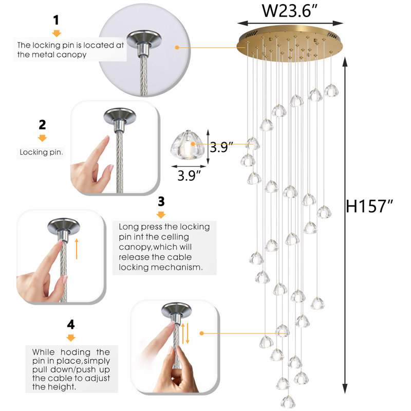 25-light Dimmable Crystal Chandelier, Gold