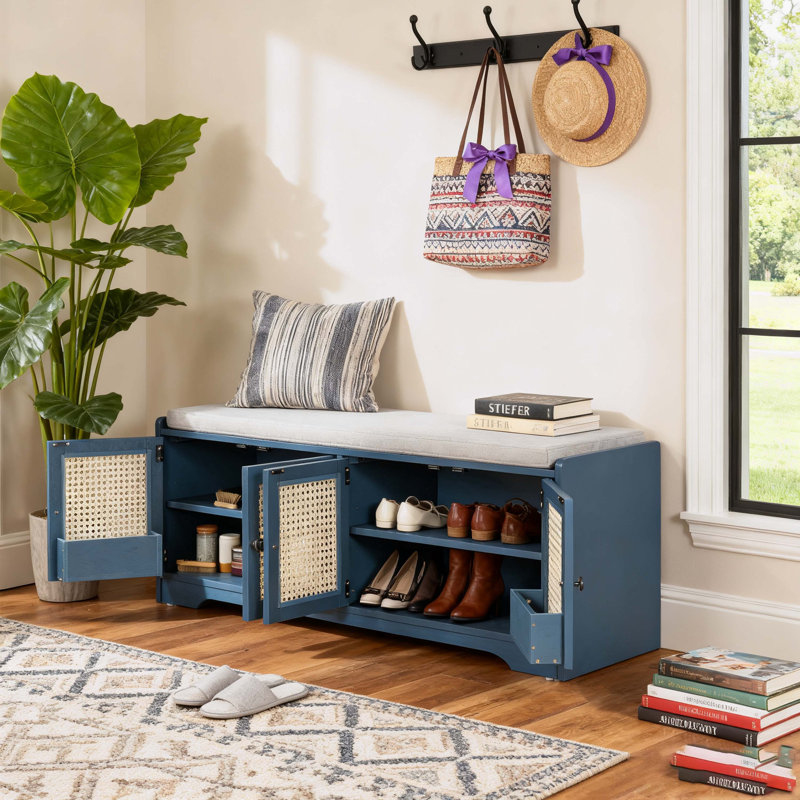 Banc de rangement Rustic, Bleu antique