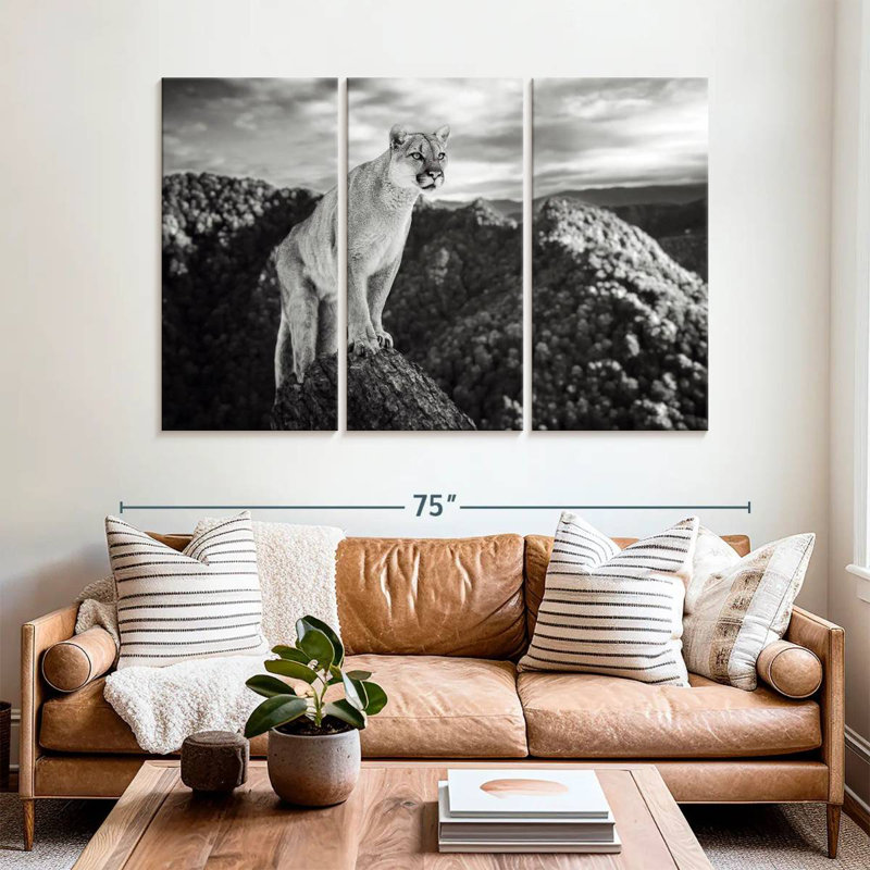 Brampt Cougar On Mountain Peak, 42" H x 65" W