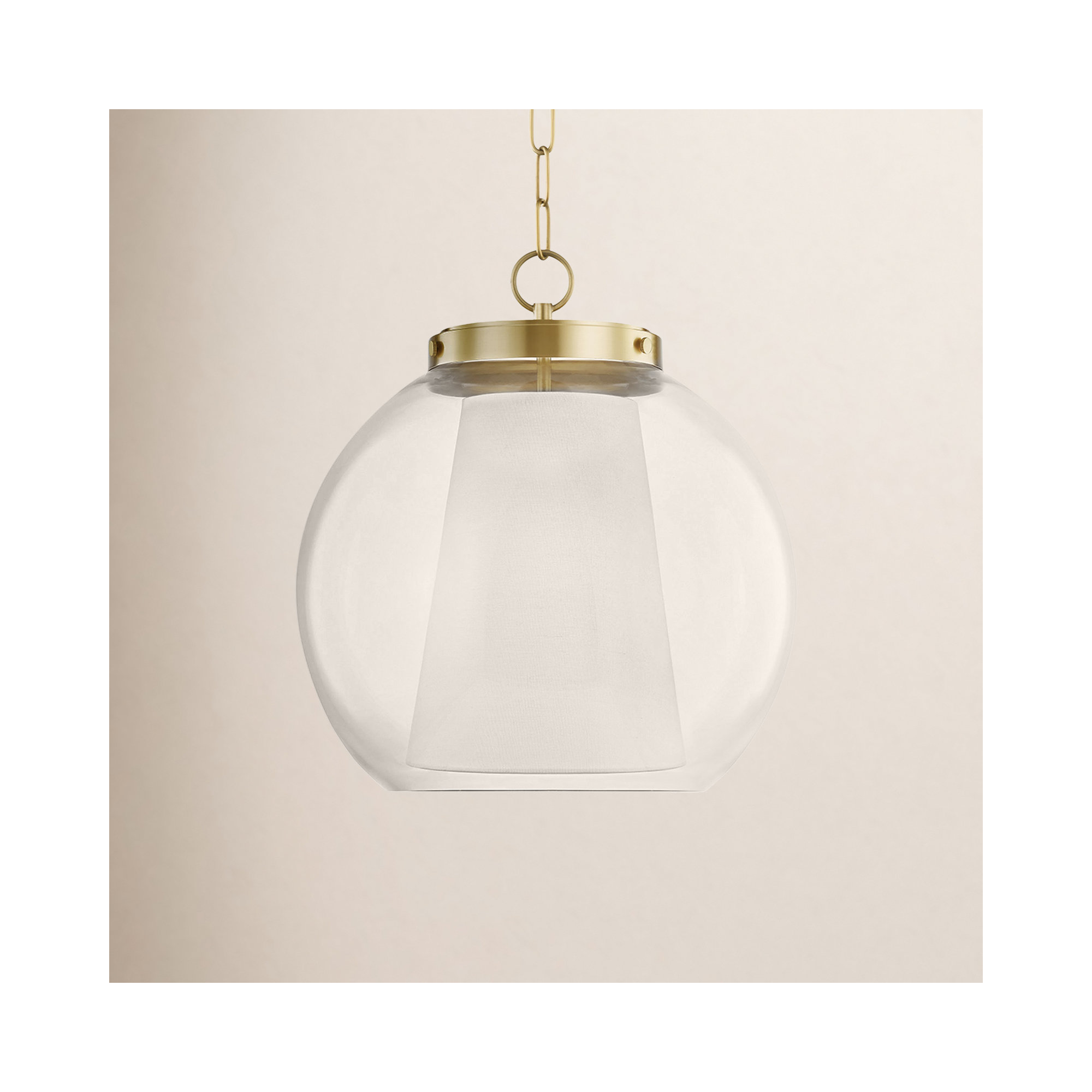 Dunwell Single Light Pendant, 16.5" H x 15" W x 15" D, Aged Brass
