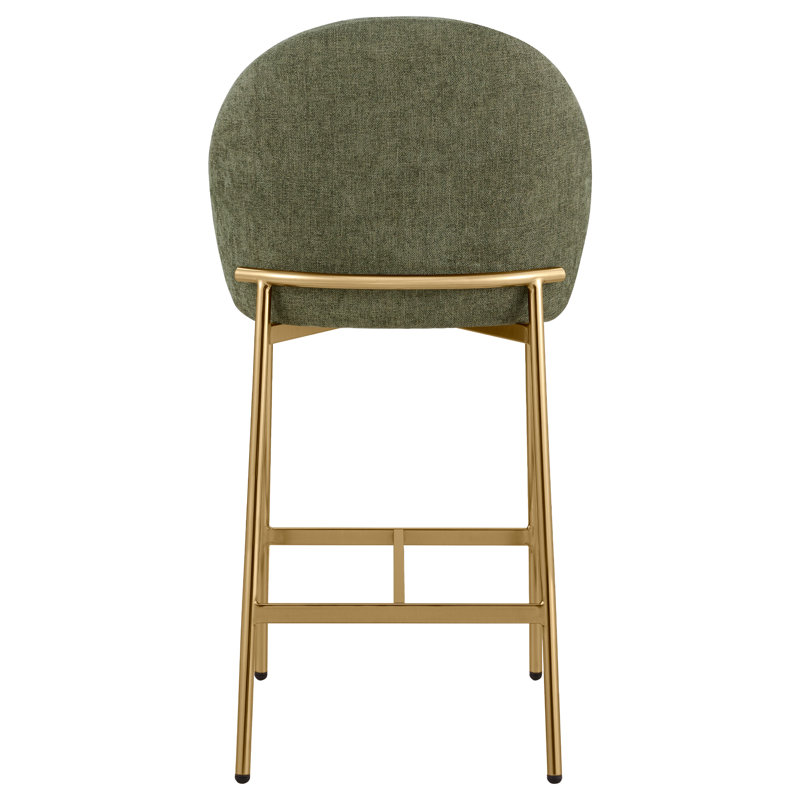 27'' Modern Counter Stools With Metal Frame, Moss Green Seat/Light Bronze Frame