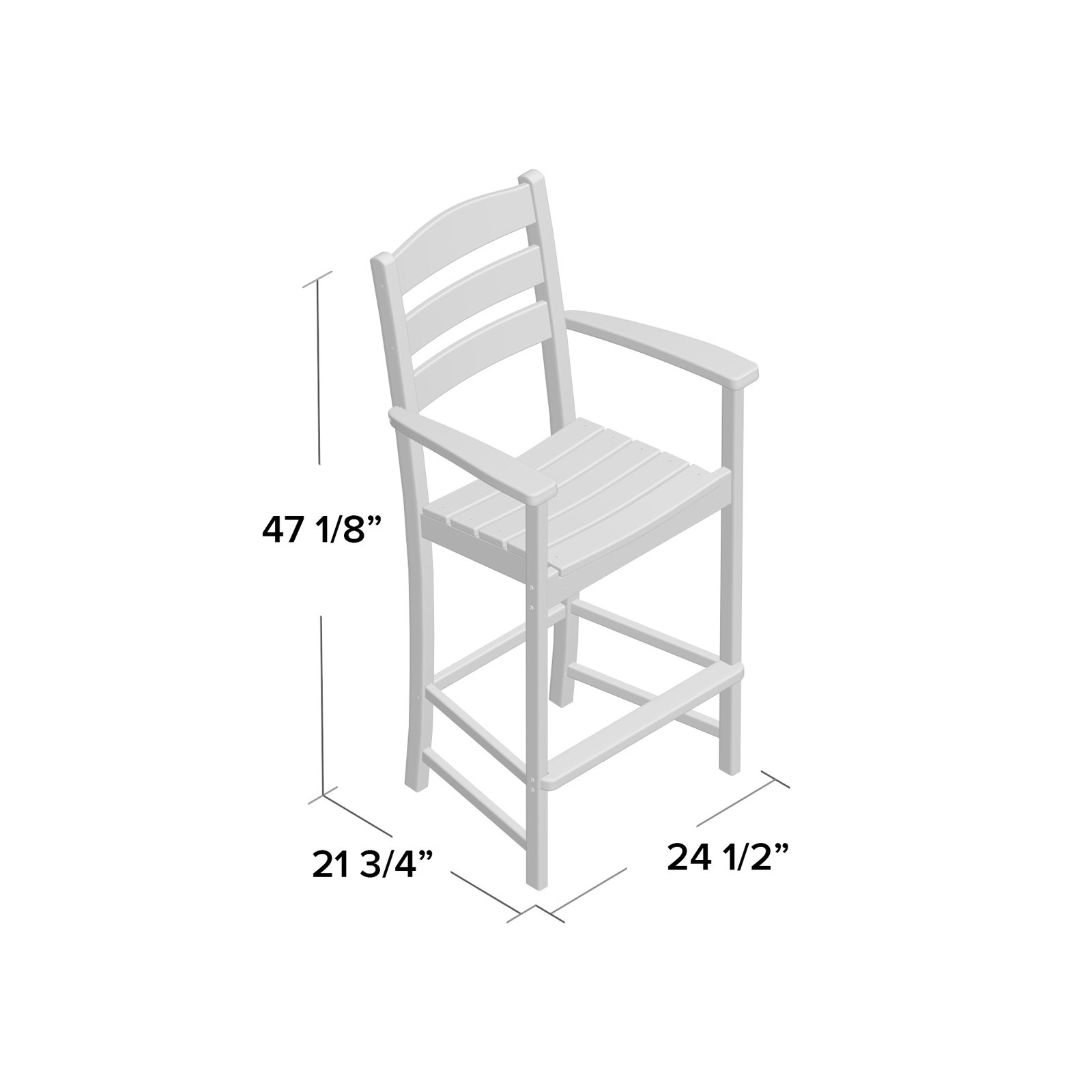 POLYWOOD La Casa Café Bar Arm Chair, Pacific Blue, Counter Stool (25.13” Seat Height)