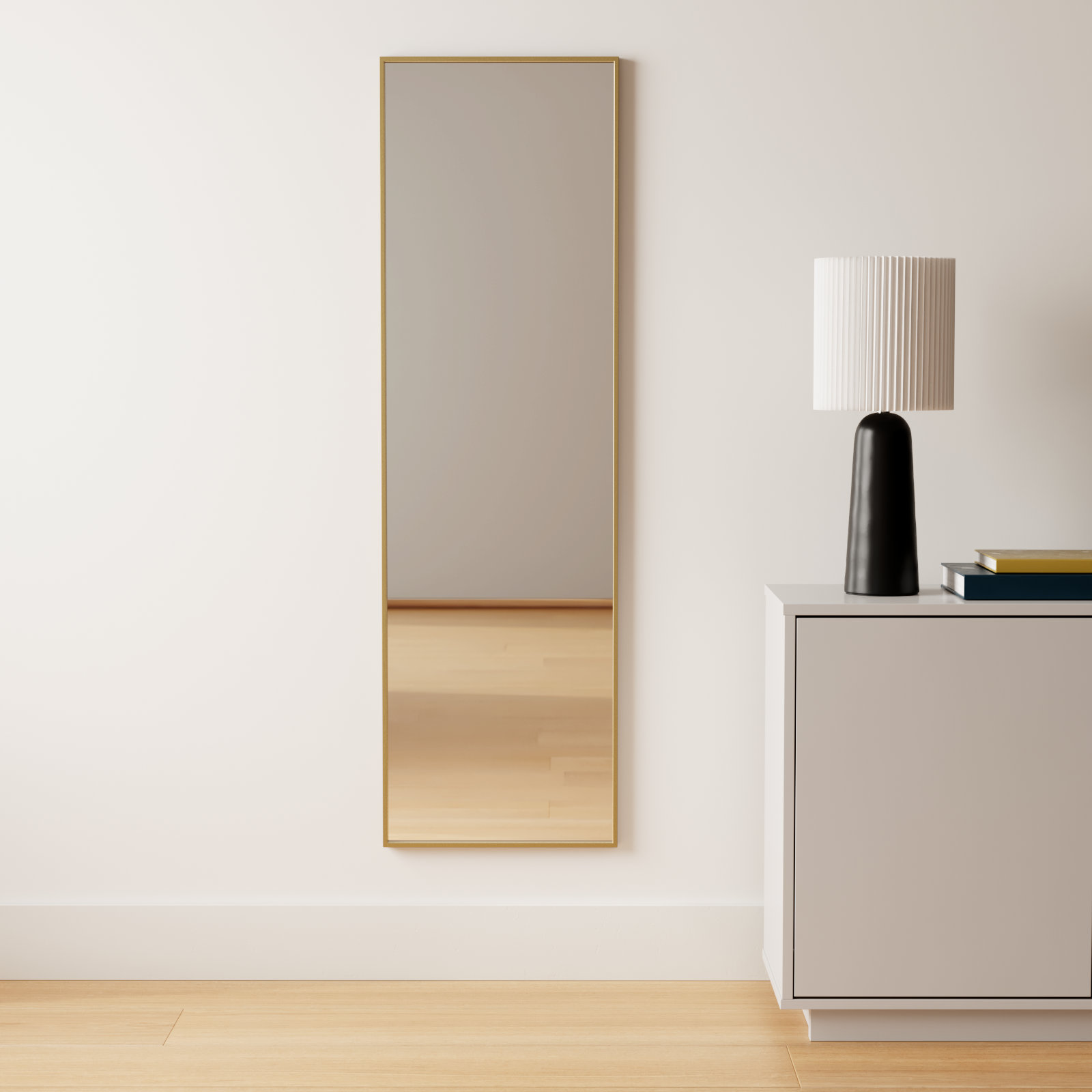 Sabine Metal Rectangle Wall Mirror, 60" x 18", Brass