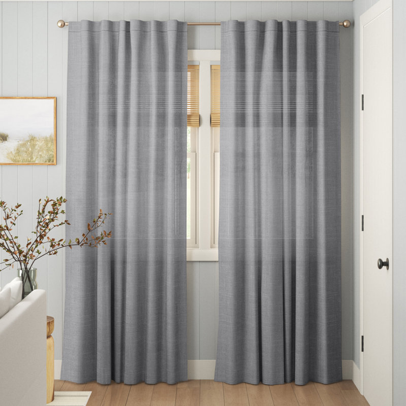 Jaymir Sheer 50x84 White Window Panel Pair - Versatile Solid Color Drapes, Gray