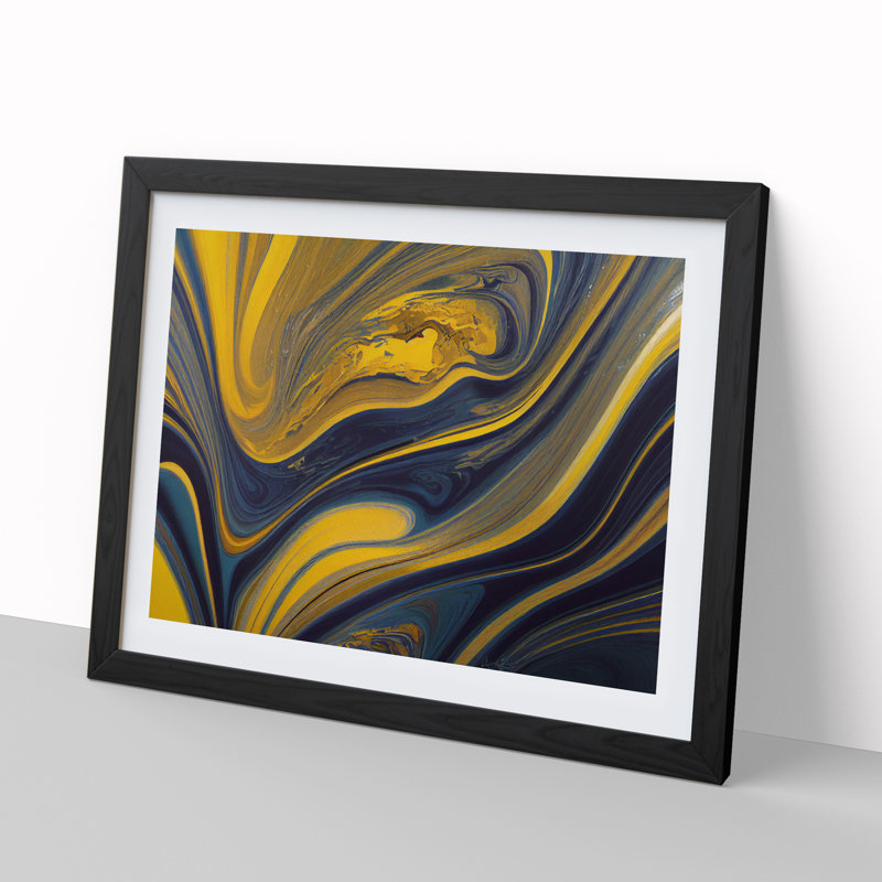 Abstract Marbling Art Vol.1 - Framed Print, Black, 46cm H x 64cm W x 2cm D