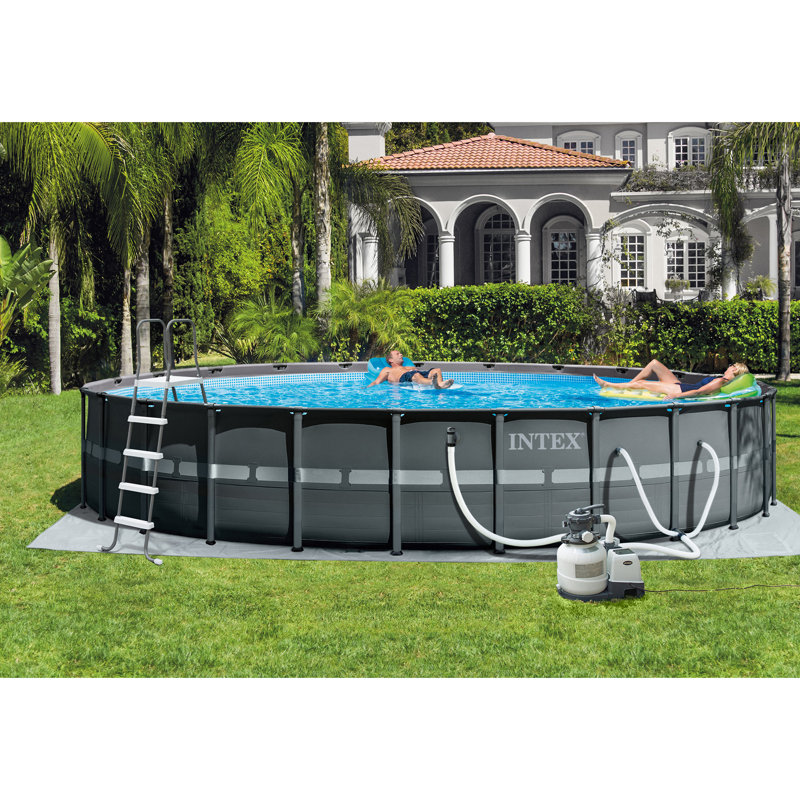 Steel Round Frame Set Pool H x W x L , with Pump Included, 52" H x 312" W x 312" D