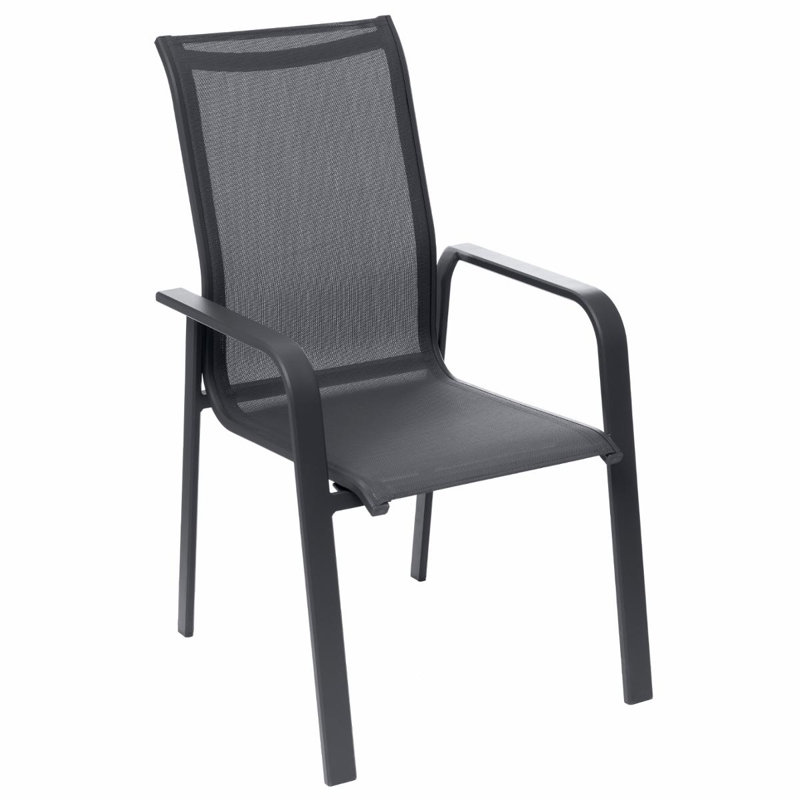 Svartalfheim Stacking Patio Dining Armchair with Cushion, Anthracite, Anthracite
