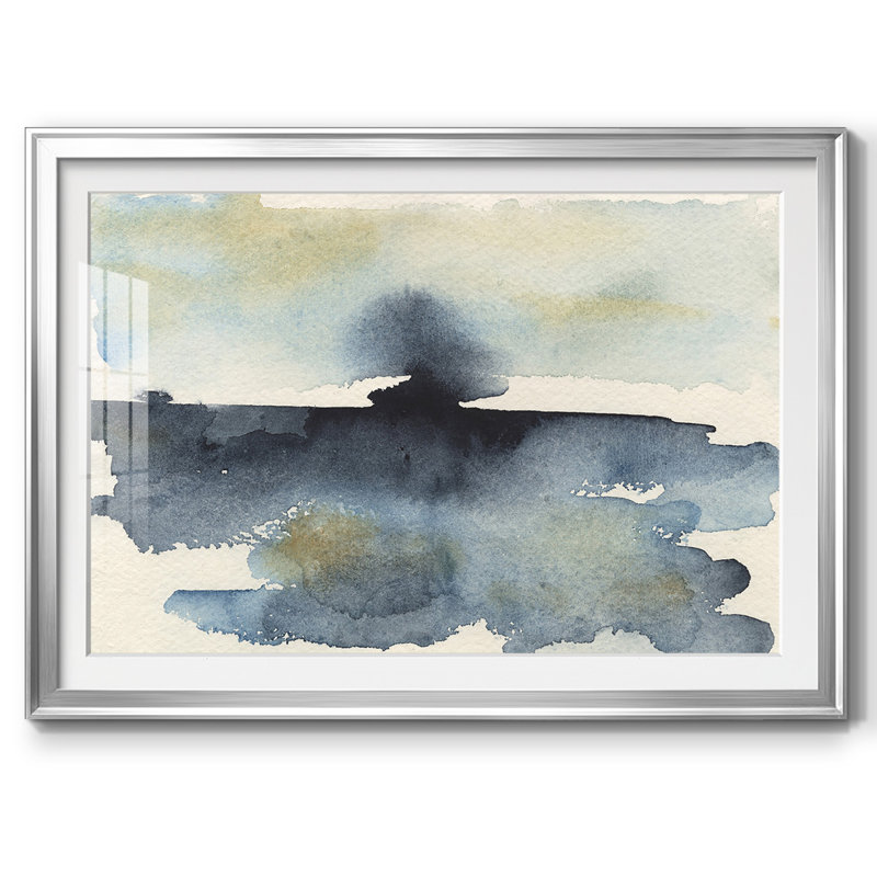 Impression Upheval II encadrée avec cadre biseauté et verre, Argent, H 27 po x l 39 po x P 1,5 po