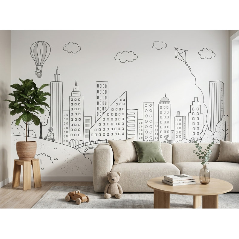 Papier peint montgolfière amovible, 160 po x 108 po, Peler et coller
