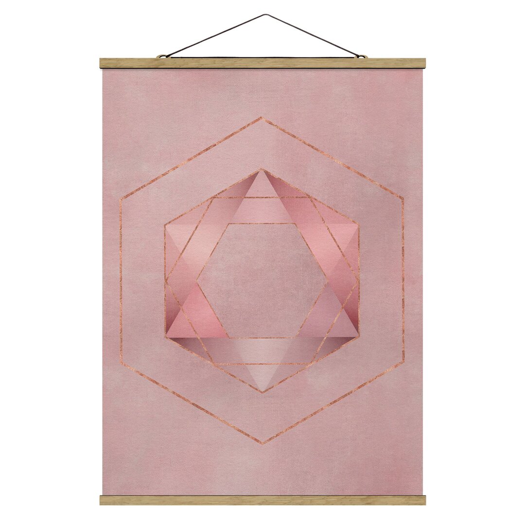 Grafikdruck Geometrie in Rosa und Gold I