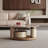 2-Piece Rotating Nesting Coffee Table Set with Sintered Stone Top and Glass Table with Hidden Drawer