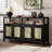 Bohemian Style Rattan Buffet Storage Cabinet with Solid Wood Frame, Push-to-Open Design-2027855632