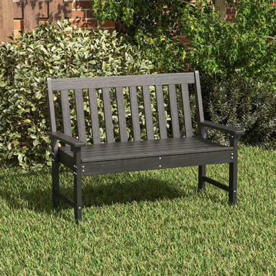Garden Bench All-Weather HDPE 2-Person Outdoor Bench for Front Porch Backyard