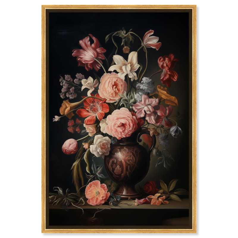 Art mural Vase victorien, Cadre doré, H 25 po x l 17 po