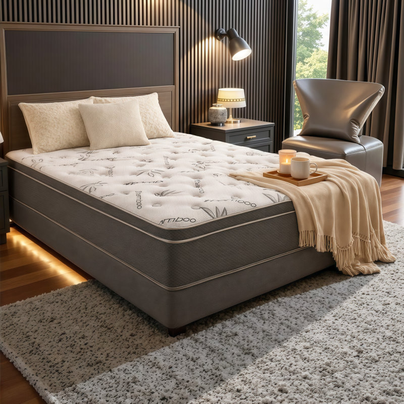 10" Cooling Bamboo Hybrid Mattress with Edge Support - Twin, Twin XL, Full, Queen, King Size for Motion Isolation & Adjustable Base Compatibility