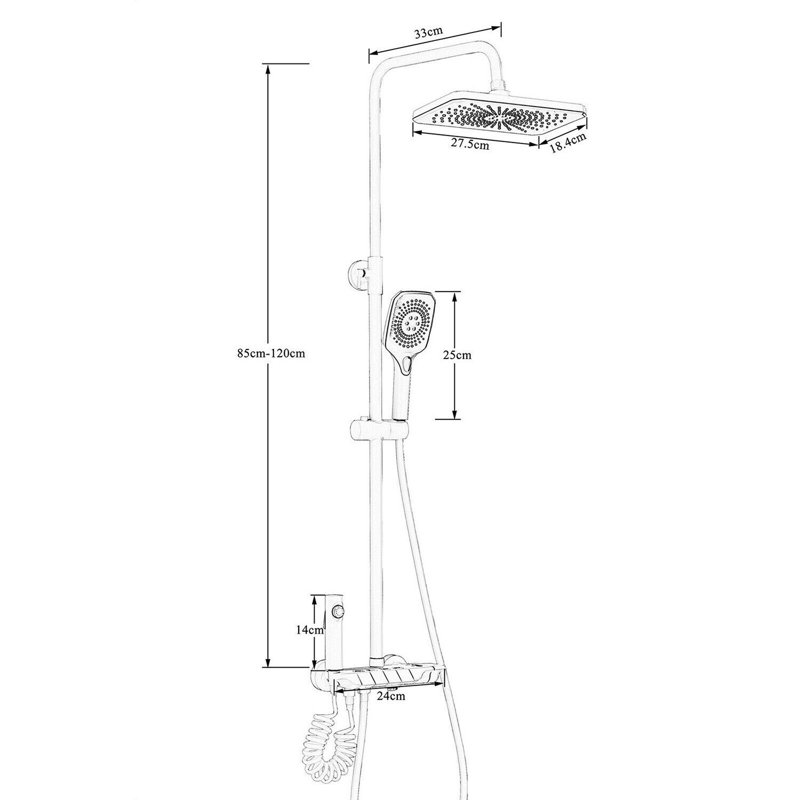 Rainfall Shower System,Outdoor Exposed Shower Head System Shower Faucet Set ,High Pressure Rainfall Shower Head with Handheld Combo