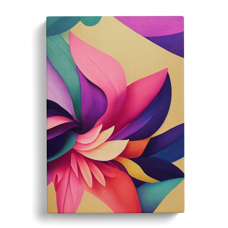 Darrie Floral Block Colour - Wrapped Canvas Print, 60cm H x 40cm W x 3cm D