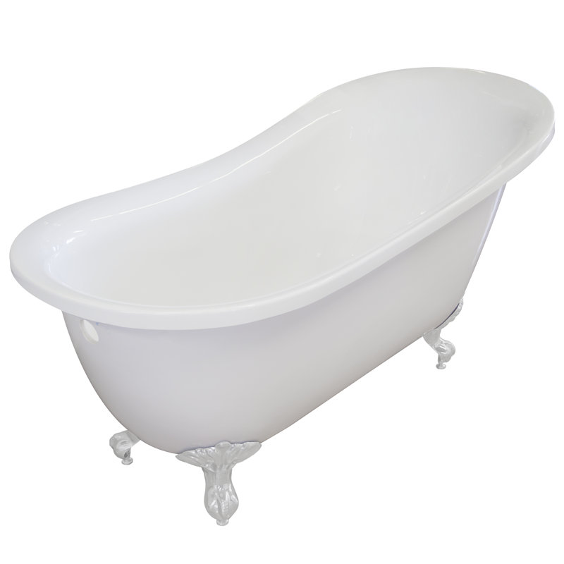 60.75'' x 30'' Freestanding Soaking Acrylic Bathtub, White