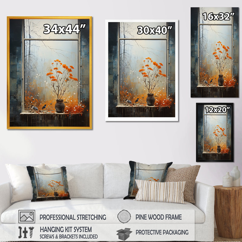 Meadow Windows View 2 - Meadow, art mural, Toile tendue, H 44 po x l 34 po x P 1,5 po