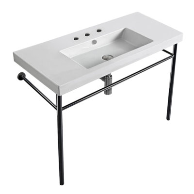Ceramica Tecla By Nameeks Cangas 17.72'' White Ceramic Rectangular Bathroom Sink with Overflow