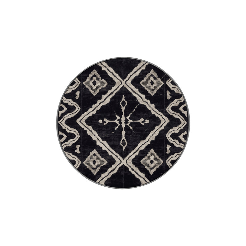 Machine Washable Gray Area Rug, Round 4'