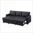 Sectional Sofa with Pull-Out Twin Sleeper &amp; Storage Chaise | Charcoal Gray Faux Leather