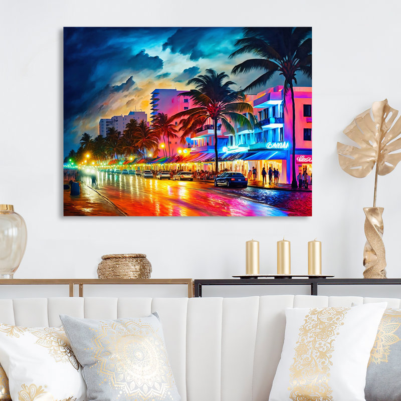 «Miami Beach Holidays 4 Architecture», reproduction sur toile, L 32 po x H 24 po, Toile tendue