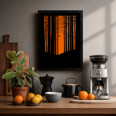 Forest Silhouette Geometric - Framed Print