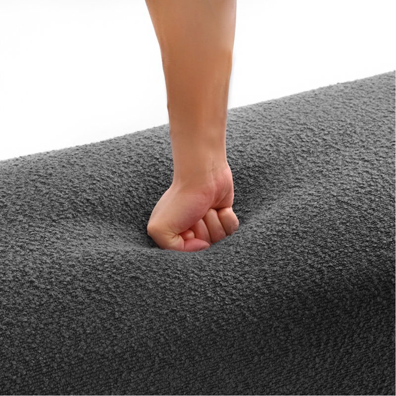 Repose-pieds rembourré Modern, Bouclé gris foncé