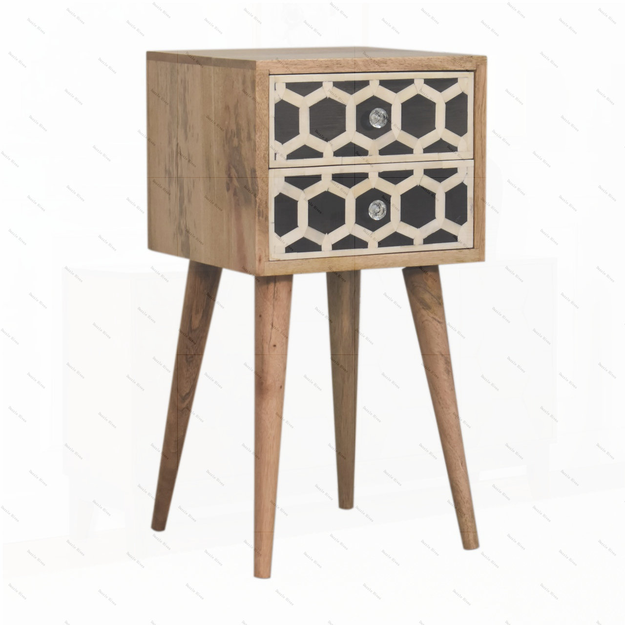 George Oliver Artisan Furniture Solid Wood Mini Bone Inlay 2 Drawer ...