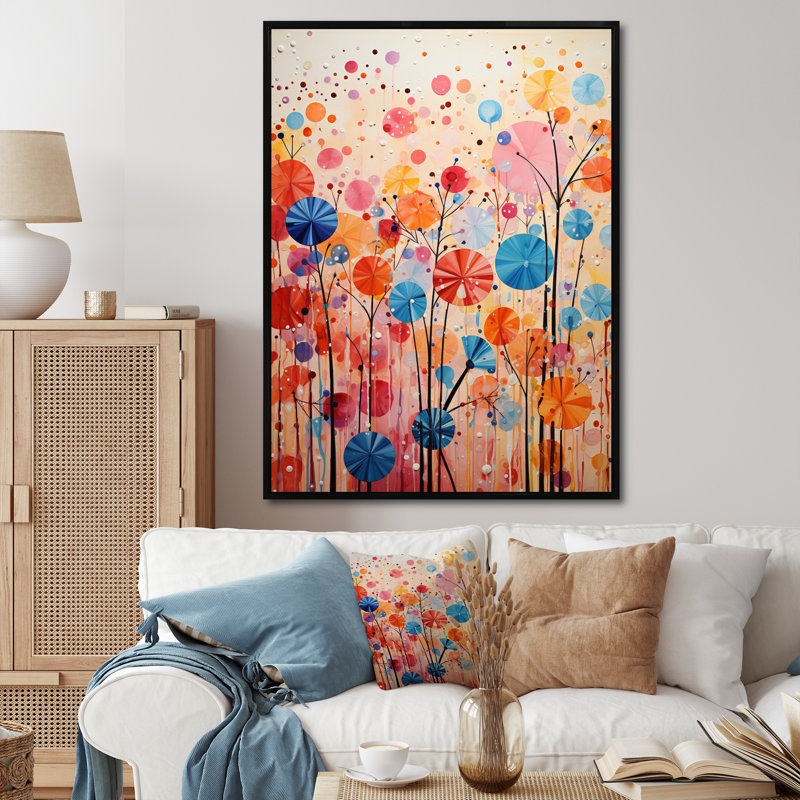 Fusion colorée et vibrante - Collages abstraits, impressions sur toile, Cadre flottant noir, H 32 po x l 16 po x P 1 po