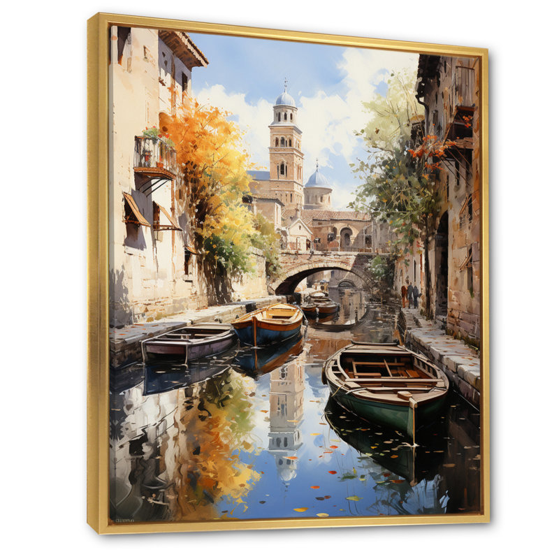 «Mackendrick Beige Canal Dramatic Canals High I», reproduction sur toile, H 32 po x l 24 po x P 1 po, Cadre flottant doré
