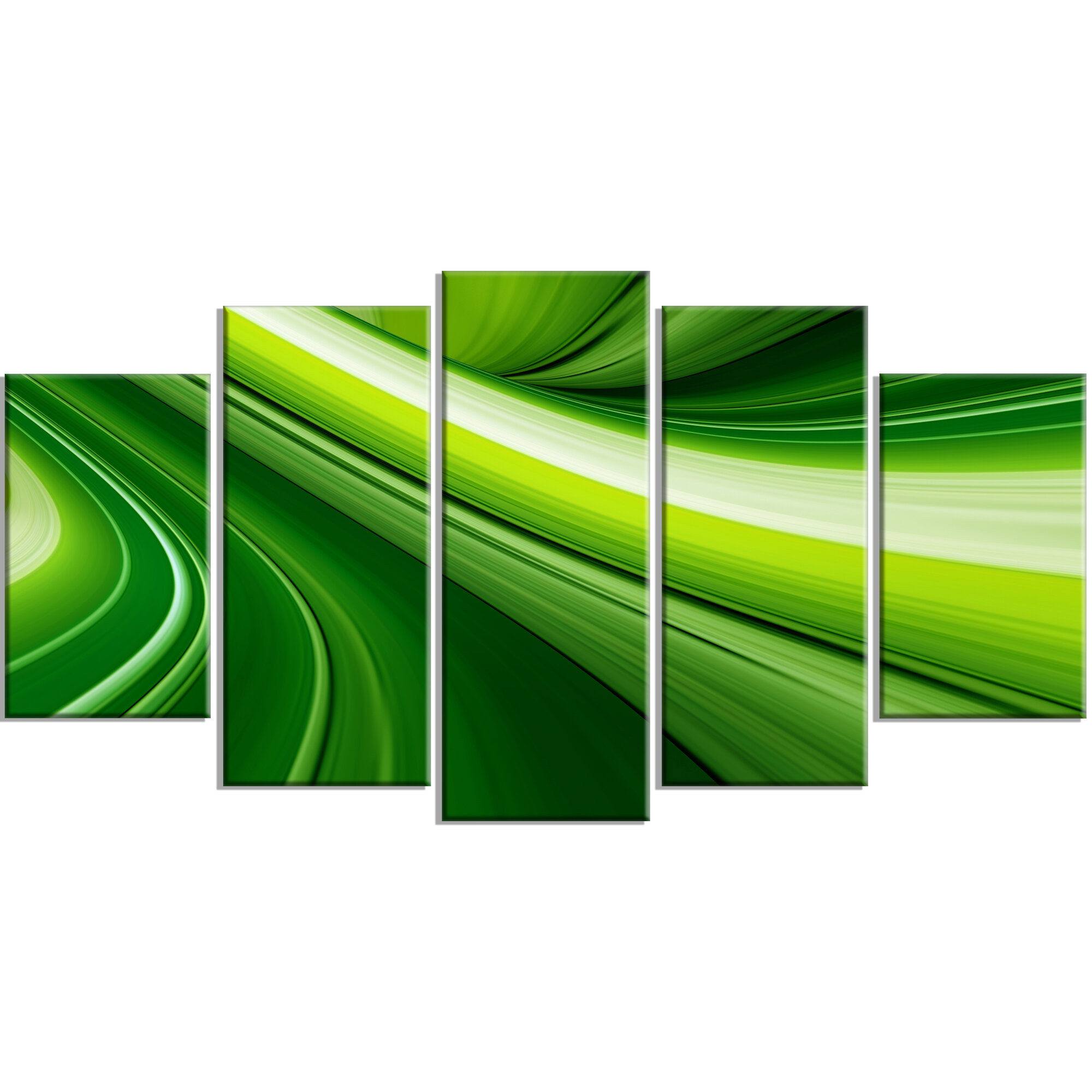 DesignArt Abstract Green Lines Background On Canvas 5 Pieces Print ...