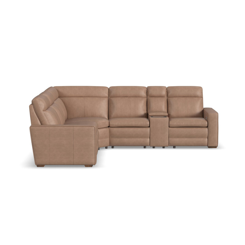 Windsor 5 Seat Sectional With Console, Tan
