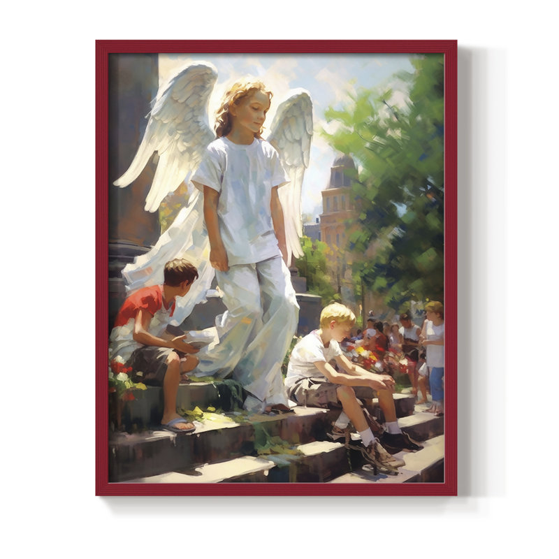 Religious Series CDLX, reproduction encadrée - bois massif, Rouge, H 21 po x l 17 po