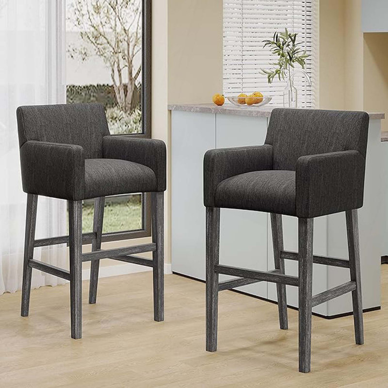 Tabourets de comptoir rembourrés de 30,5 po, Gris, Gris, 2