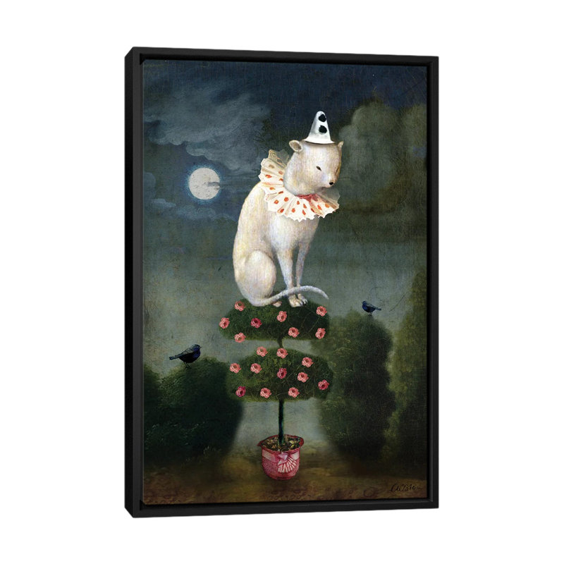 Reproduction d’art, "Harlekin Cat" par Catrin Welz-Stein, H 26 po x l 18 po x 1,5 po, Pas de tapis, Black Framed