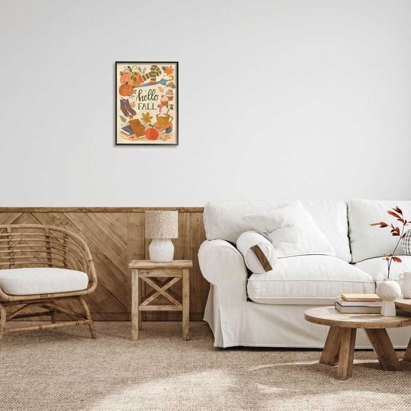 Hello Hello Cozy Autumn at-237, Giclée encadrée noir minuit, H 20 po x l 16 po x P 1,5 po