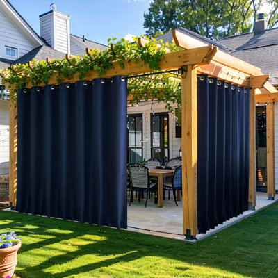 Outdoor Curtains For Patio Waterproof & Windproof,2 Panels (Blue)