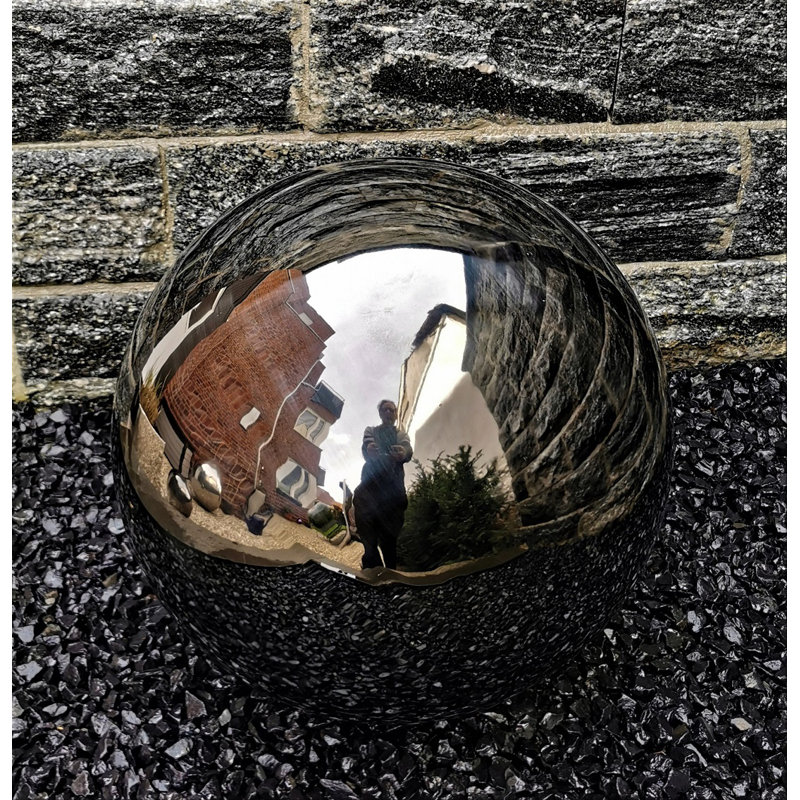 Darzell Stainless Steel Gazing Ball, Black polish, 40 cm H x 40 cm W x 40 cm D