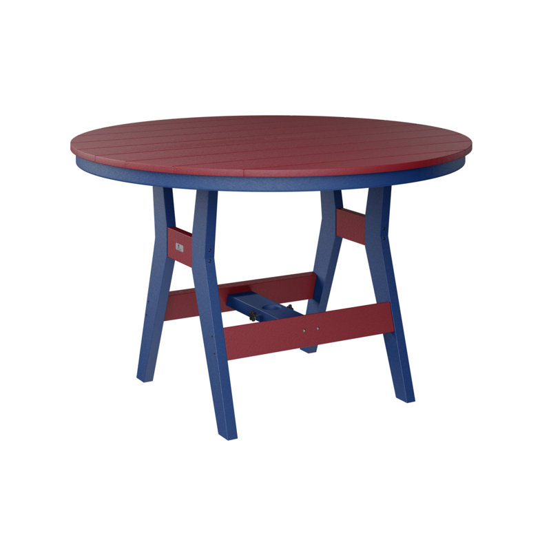 Berlin Gardens Harbor 60″ Round Counter Height Table, Scarlet Red, Pacific Blue, 35.5" H x 48" W x 48" D